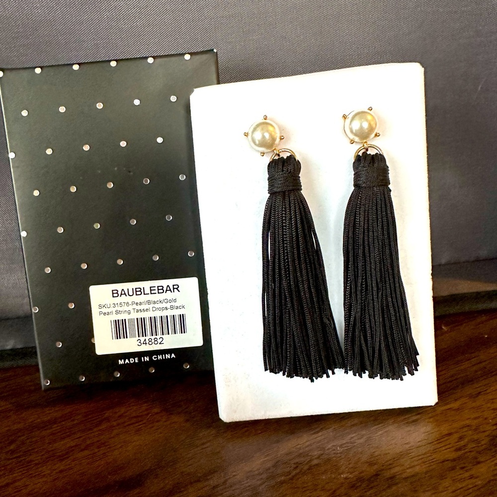 *NEW* BAUBLEBAR *Pearl String Tassel Drops earrings